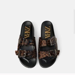 Zara Low Heeled Platform Tortoiseshell Sandal 36